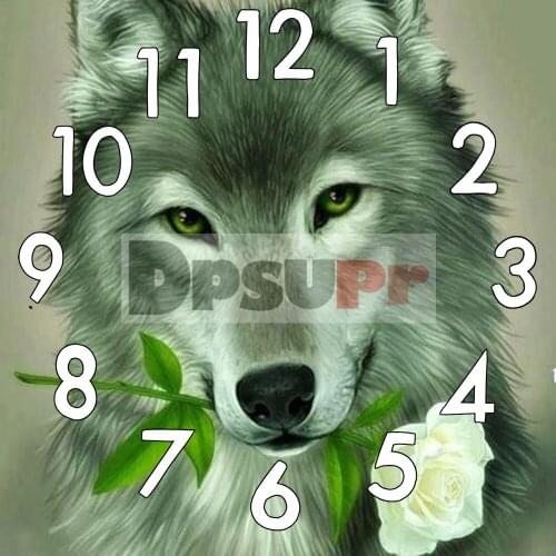 Dpsprue Full Square/Round 5D Diamond Painting Kit With Clock Cross stitch Diamond Embroidery Mosaic Wolf Gift DC222