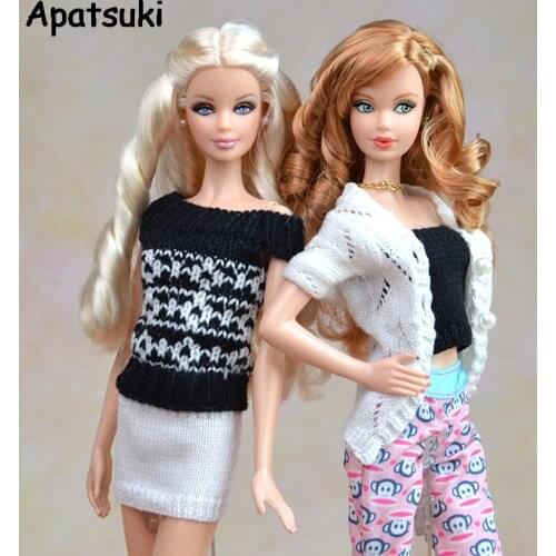 Multi Styles For Choose Knitted Handmade Sweater Tops Coat Dress For Barbie Doll Clothes For Blythe BJD Doll Accessories