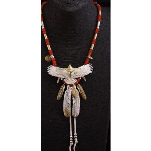 New S925 sterling silver fashion feather necklace mens necklace