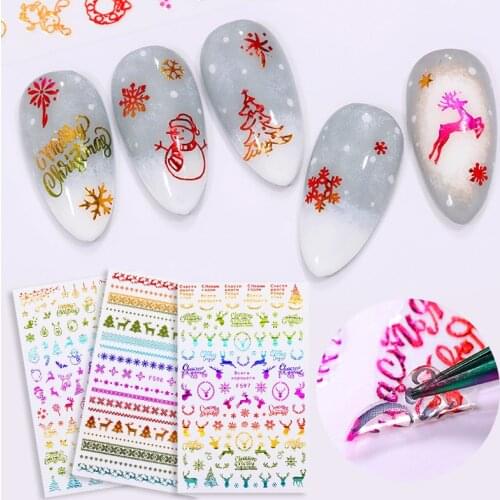 Christmas Nail Art Decals Decoration Self Adhesive Nail Art Stickers Manicure Design Snow Santa Claus Elk Tree Sticker for Nail
