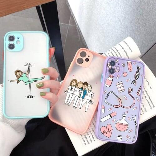 Cartoon Medicine Doctor Nurse Phone Case For iPhone X 12 11 Pro MAX SE20 XR XS 8 7 Plus Transparent Silicone Matte Cover Fundas