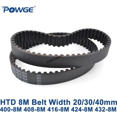POWGE HTD 8M synchronous belt C=400/408/416/424/432 width 20/30/40mm Teeth 50 51 52 53 54 HTD8M Timing Belt 400-8M 416-8M 432-8M