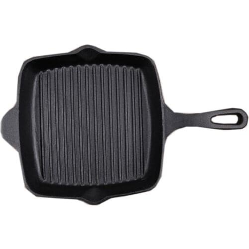 The Thickest and Strongest Square Cast Iron Non-stick Deep Fry Pan For Beef Cooking