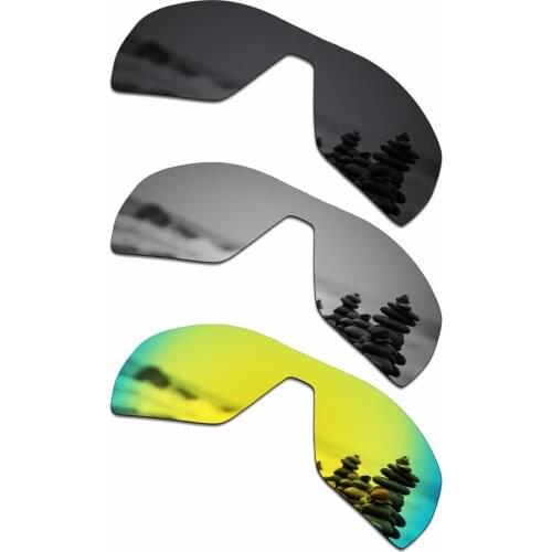SmartVLT 3 pairs Polarized Sunglasses Replacement Lenses for Oakley Offshoot Stealth Black and Silver Titanium and 24K Gold