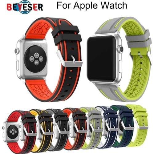 Compatible rubber Band for Apple Watch 4 5 40mm 44mm Soft Silicone Sport Strap for i Watch Series 5 4 3 2 1 38MM 42MM Bracelet