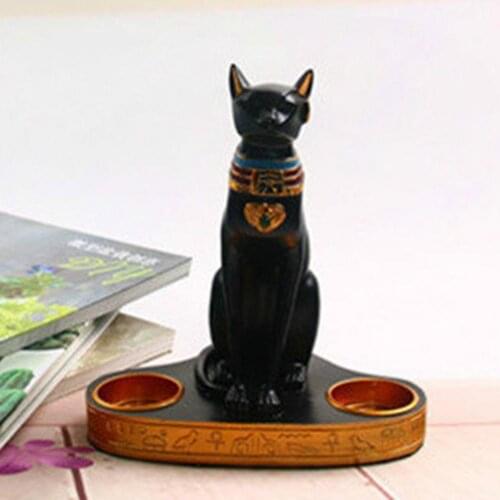 Cat Statue Egyptian Art Figurine Candle Holders Candle Holder Animal Sculpture Home Decor Office Garden Modern Accessories