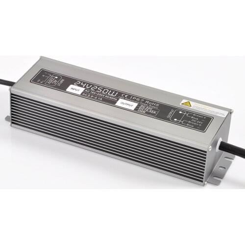 IP67 AC 100V - 250V to DC 12Vdc 21A DC 24V 10.5A 250w lighting transformer 3 years warranty CE Rohs EMC LVD