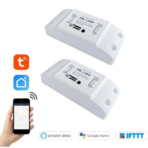 WiFi Smart Switch Compatible with Alexa Voice ControlRelay Switch Module DIY Smart Home Use Tuya Smartlife APP (2 Packs)