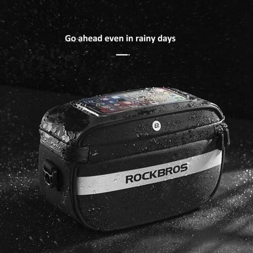 ROCKBROS Touch Screen Front Bicycle Bag Bike Basket Waterproof Cycling Handlebar Bag Large Capacity Cycling Front Storage Bag
