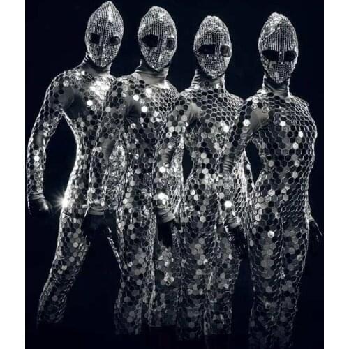 Mirror Costume Women Men Mirror Stage Costume Ds Dj Party Performance Clothing Nightclub Jumpsuit Bar GoGo Dance Wear DN4565