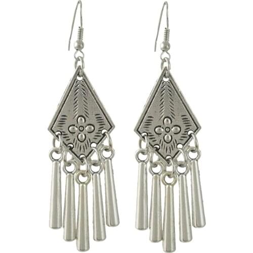 Afghan Earrings for Women Carved Flower Bohemian Geometric Metal Long Tassel Jhumka Earring Turkish Party Indian Jewelry