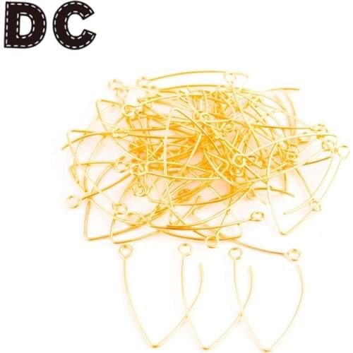 50pcs/lot Stainless Steel Gold French V-Shaped Earring Hooks 30mm Findings Ear Hook Wire Settings Base For DIY Jewelry Making