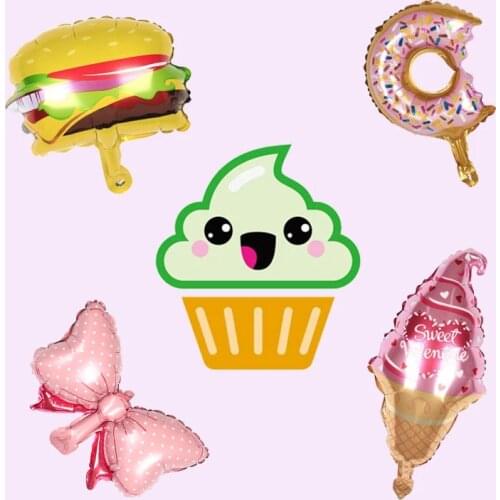 10pcs Mini Candy Ice Cream Foil Balloons Birthday Party Supplies Food Helium Balls Baby Shower Pink Girl Love Gift Air Globos