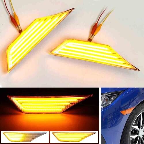 2 pcs Flowing LED Turn Signal Side Marker Repeater Light For Honda Civic 10th Gen 2016 2017 2018 Sequential Indicator Lamps
