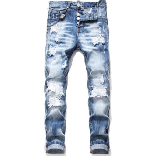 2020 New Design Men Thin Hip Hop Jeans Fashion Stretchy Skinny Men Causal Pants Jeans
