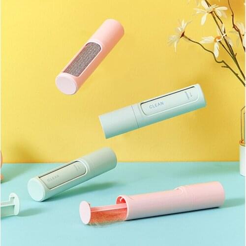 2in1 Reusable Pet Hair Remover Brush Portable Lint Roller Self Cleaning Cat Dog Fur Hair Dust Removal Brush For Clothes Effectiv