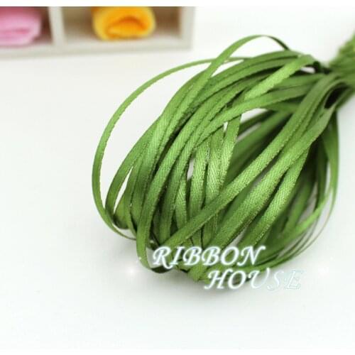 40 meters/lot) 1/8" (3mm) Olive Green Webbing Decoration Ribbon Single Face Satin Ribbon Gift Christmas Ribbons