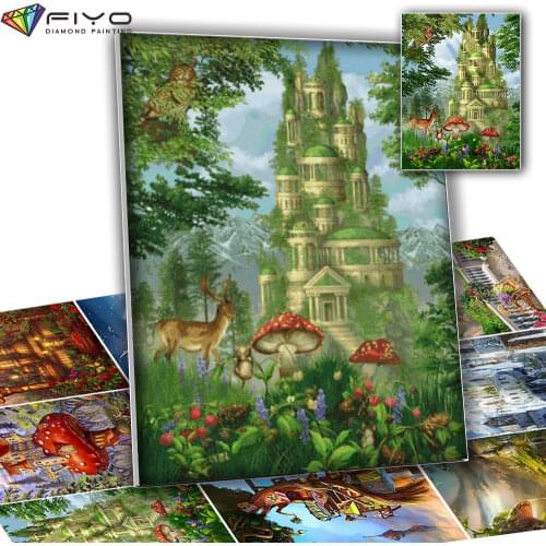 5D Diamond Embroidery Diamond Painting House Landscape Mosaic Picture of Rhinestone Cross Stitch Kits Tree Scenery Home Decor