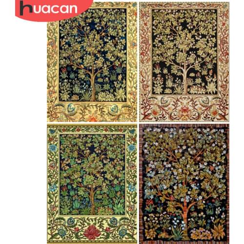 HUACAN Full Square/Round Diamond Painting Tree Mosaic Embroidery Landscape Cross Stitch Rhinestones Picture Home Art