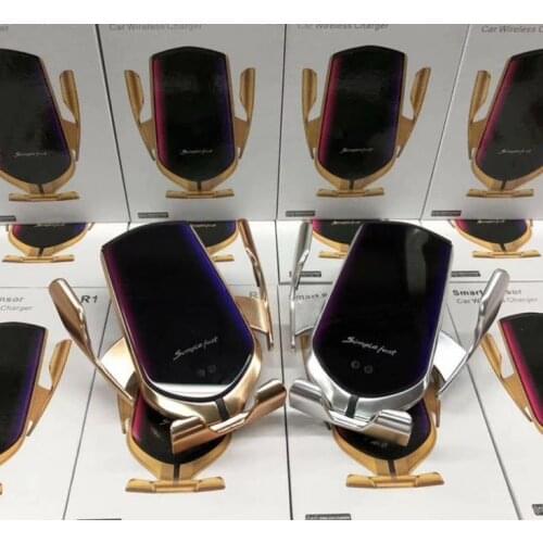 R1 Automatic Clamping 10W Car Wireless Charger For iPhone Xs Huawei LG Infrared Induction Qi Wireless Charger Car Phone Holder