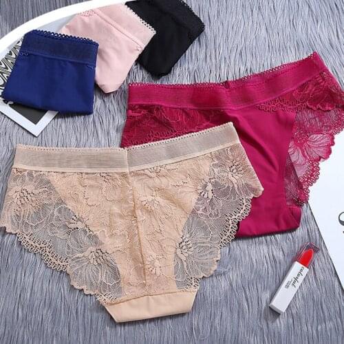 Seamless Lace Panties For Women Fashion Transparent Underpants Female Sexy Ice Silk Briefs Soft Comfortable Underwear Ladies