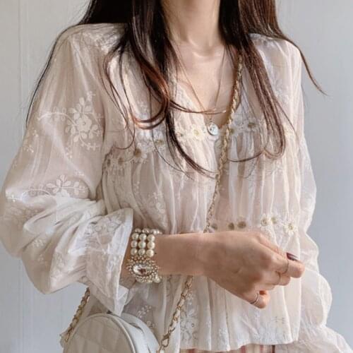 Blusas Blouses Top Femme Long Sleeve White Blouse Shirt Blouse Women Blusas Mujer De Moda 2021 V-Neck Tops Women Blouse E872