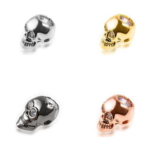 11*9mm skull head crystal micro pave cz zircon cubic zirconia beads DIY Copper necklace charm bracelet connectors crrx