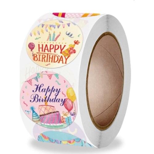 100-500pcs Happy Birthday stickers Gift packaging Sealing Label DIY Party decoration Self-adhestive Handmade Stationery Sticker
