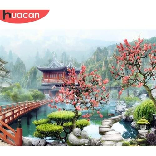 HUACAN 5D DIY Diamond Painting Set Landscape Diamond Embroidery Cross Stitch House Mountain Rhinestones Mosaic Decor For Home