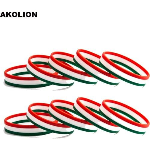 Italy Flag Silicone Bracelet Rubber Wristband Cuff Sports Bangle Gift FB-0012-I