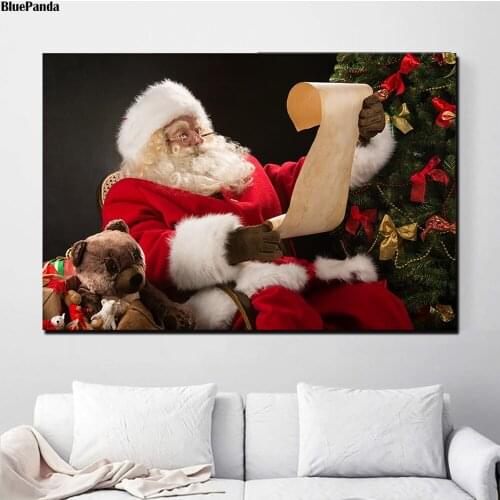 Wear Glasses Santa Claus Canvas Painting Oil Print Poster Wall Art Picture For Living Room Home Boy Children Bedroom Decor