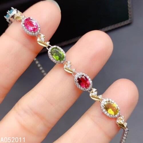 KJJEAXCMY fine jewelry natural Tourmaline 925 sterling silver noble new girl gemstone hand bracelet support test