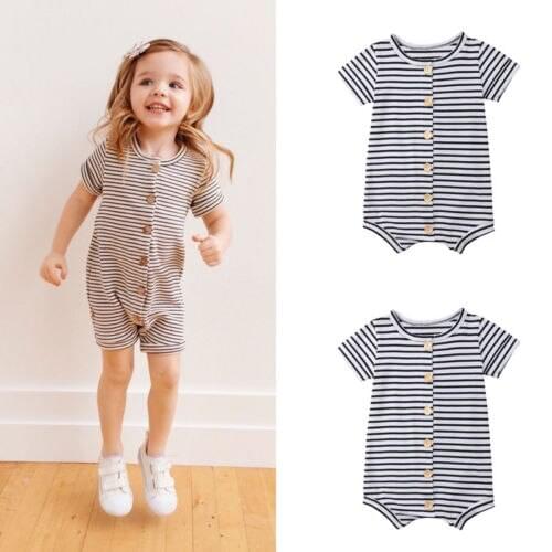 Newborn Baby Boys Girl Striped Romper Infant Boy Girl Jumpsuit Cotton Short Sleeve Casual Summer Clothing
