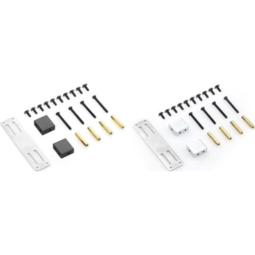 2Set Metal Servo Fixed Mount Bracket Kit For WPL B14 B16 B36 C24 C34 1/16 Black & Silver
