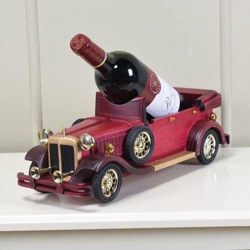 Creative Wine Rack Vintage Solid Wood Classic Car Model Wooden Wind Rack Living Room Porch Home Gift Decorations and Ornaments