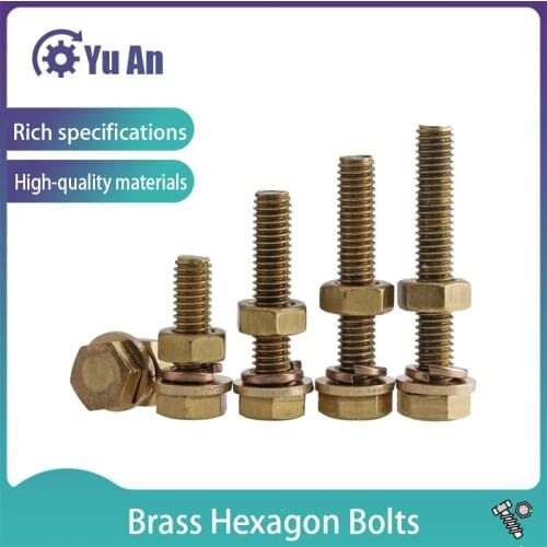 Brass Outer Hexagon Bolt Screw Nut Flat Pad Set Extended Screw M10M12 2PCS