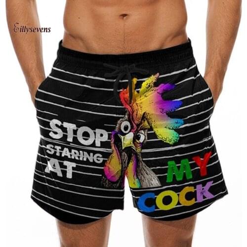 Summer Men Board Short Masculino Special Cock Print Casual Shorts Drawstring Trouser Beer Festival Beach Pant Bermuda Masculina