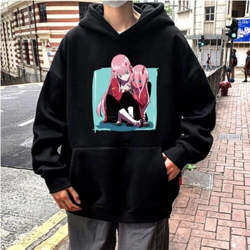 Kawaii Anime Darling In The Franxx Zero Two Print Hoodies Sweatshirt Harajuku Korean Winter Sweet Cute Girls Pullovers Female