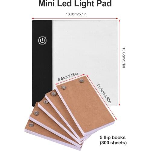 For Drawing Tracing Flip Book Kit with Mini Light Pad LED Lightbox Tablet Design Hole 300 Sheets Flipbook Paper Binding Screws