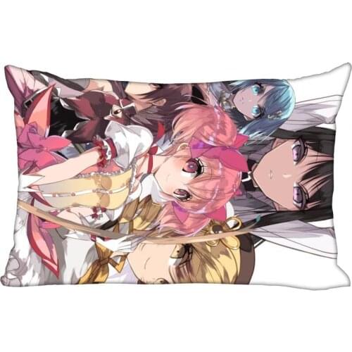 Mahou Shoujo Madoka Pillowcase 45x35cm(One Side) Decorative Rectangle Zipper 3D Print Pillowcase Satin Fabric Pillow Cover