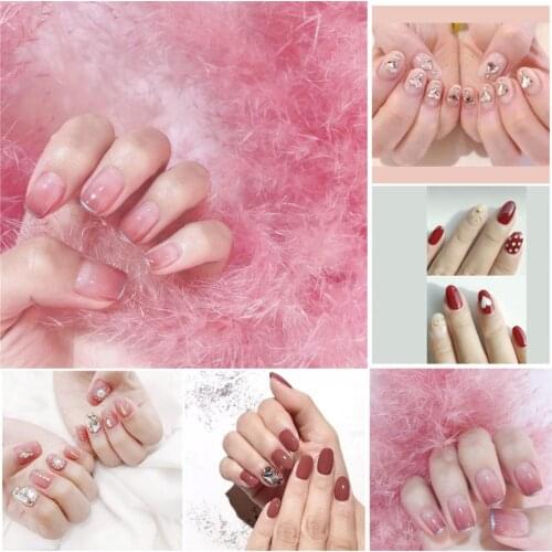 Multiple Ins beautiful 3d fake nails Japanese Princess style cute false nails Bride full nail tips 24pcs lady Nail art