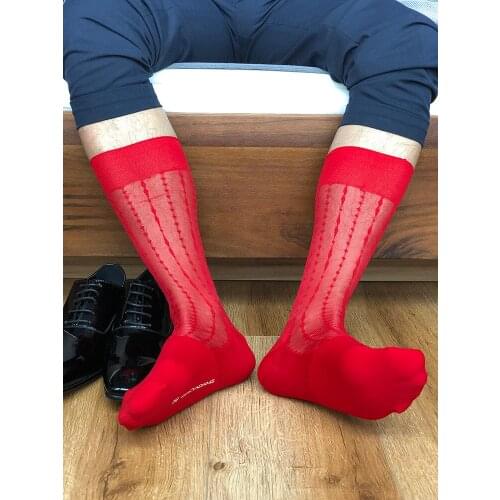 Sexy Hot Mature Adult Man Red Socks Glorious Short Sock Nylon Stretch Breathable Neat Socks Affection Foot Fetish Socks Slutty
