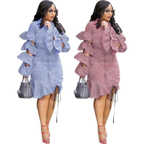 2019 new elegent fashion style autumn african women polyester plus size dress S-3XL