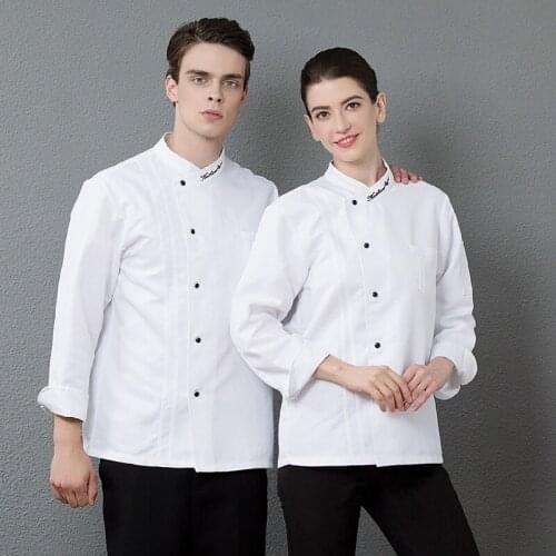 Long Sleeves Kitchen Chef Clothes Baking Pastry Restaurant Hotel Women Men Work Clothes Plus Size Cook Uniform Jacket Wear H2033