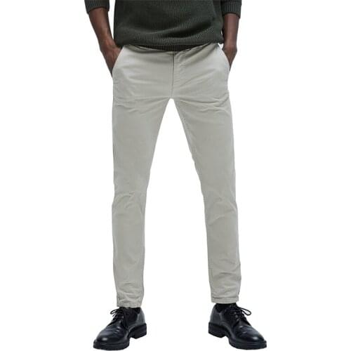 OEM casual white canvas skinny fit faded chino pants for men