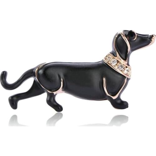 OI Cute Vivid Black Big Belly Dog Brooches For Scarf Sweater Shoulder Collar Jewelry Pins Kids Men Women Gifts Gold-color Clips