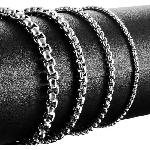 Width 2mm/3mm/4mm/5mm/ Stainless Steel Necklace High Quality Round Box Chain Mens Necklace Wholesale Jewelry