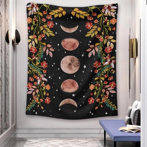 Psychedelic Tapestry Flower Wall Decor Hanging Room Starry Sky Carpet Moon Tapestries Art Home Decoration Accessories