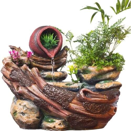 Diy Plants Micro Landscape Indoor Potted Succulents Home Furnishing Rockery Resin Water Fountain Fengshui Office Decoration