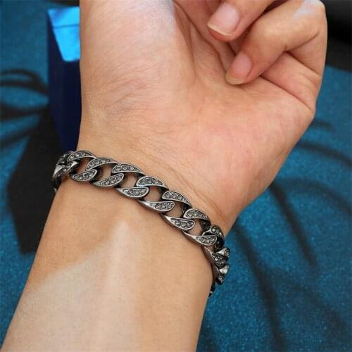 Luxury Fashion Rhinestone Bracelet Women Men Hiphop Cuban Link Bracelets Bling Iced Out Gold Silver Color Jewelry Gifts